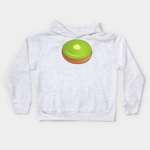 Cream Filled matcha Donut Kids Hoodie by InkyArt